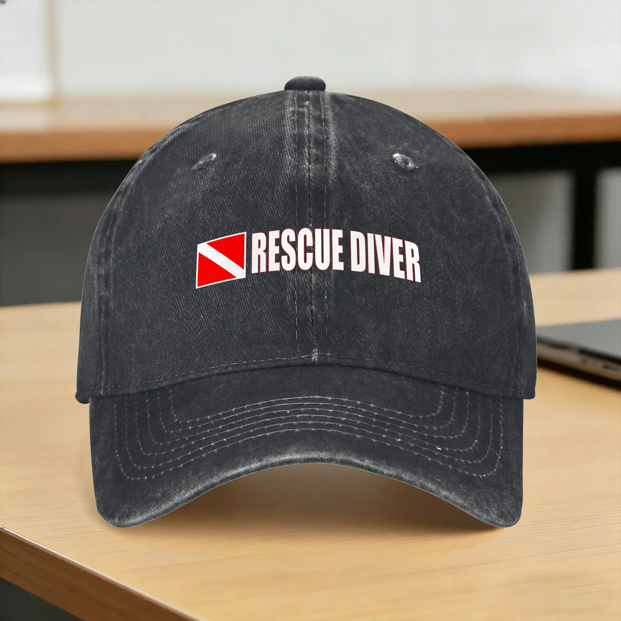 Washed Baseball Cap Diver Down Flag Rescue Diver Summer Hip Hop Hats For Unisex Men  Stylish Running Hippie Sun Snapback Cap
