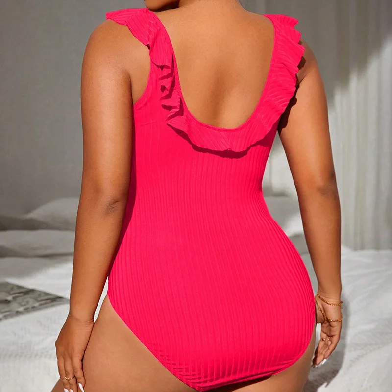 Plus Size One-Piece Swimsuit, V Lace, Backless, Sexy Bikini, Swimsuit for Big Sized Girl, New, 2022