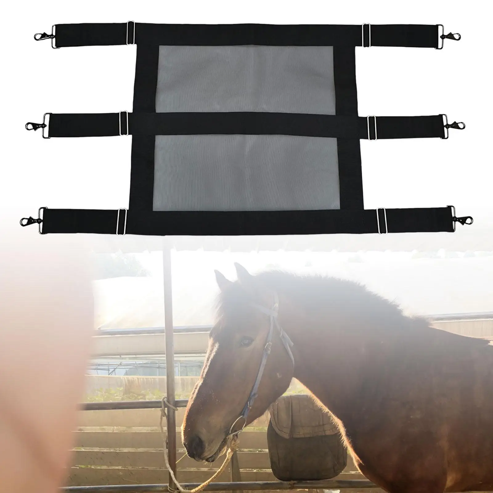 Horse Aisle Stall Guard การ์ดทางเดินสําหรับม้าตาข่ายพร้อมตะขอแข็งแรงคลาสสิกสําหรับโรงนา