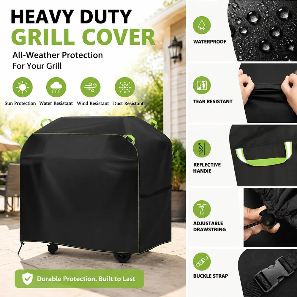 Waterproof 210D Oxford BBQ Grill Cover Heavy Duty UV Wind Dust Proof Outdoor Barbecue Cover Fit Weber Char-Broil