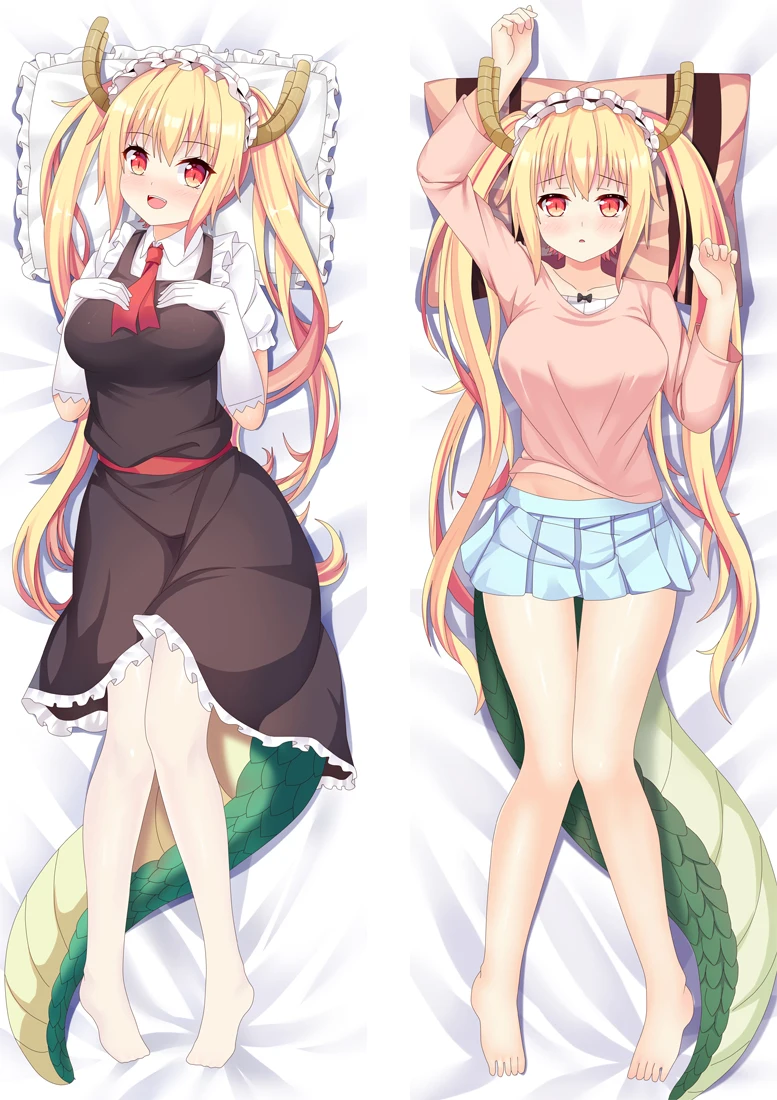 Anime Miss Kobayashi's Dragon Maid Tohru Dakimakura Pillow Case 2-Side Print Pillowcase Hing Body Cushion Cover Waifu