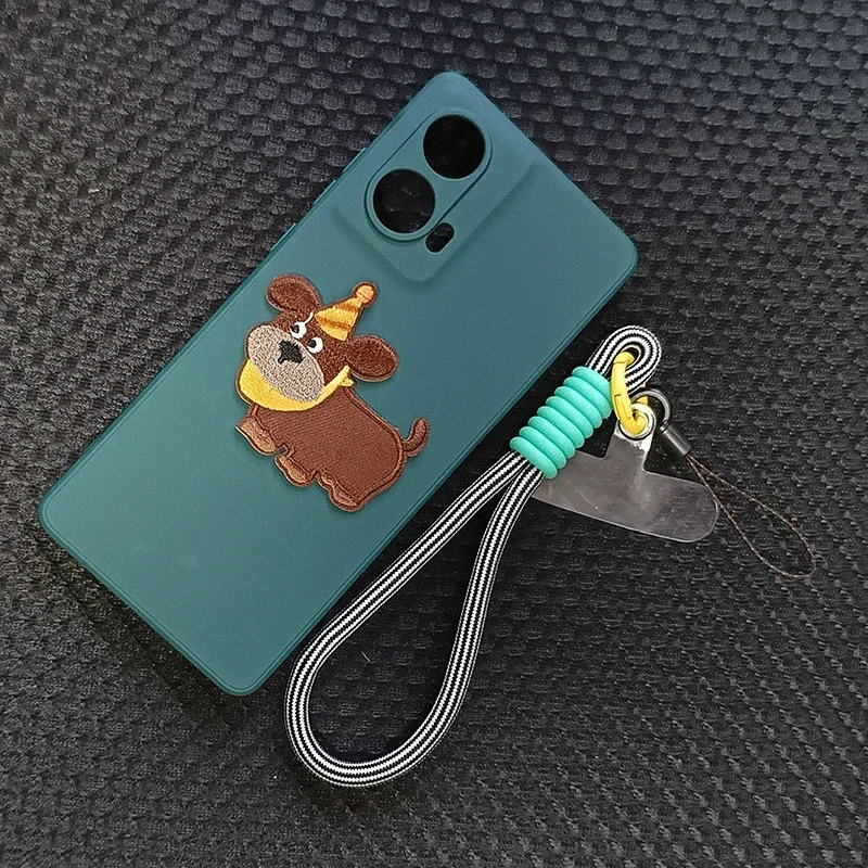 

Luxury Cartoon Dog with Lanyard Case for Huawei Honor X9a Liquid Soft Silicone Back Cover Honor X8a X8b Funda Coque Carcasa