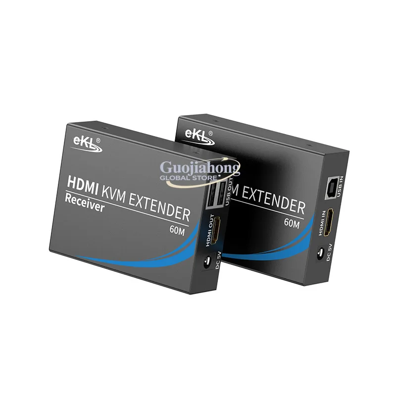 

eKL HEK60 HD&MI KVM-удлинитель 60 м, USB-удлинитель с поддержкой Mesh-сети, разрешение 1080P