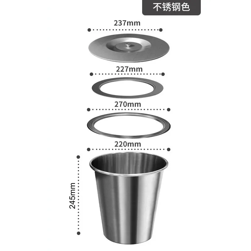 for 8L Kitchen Countertop Built In Stainless Steel Hidden Embedded Trash Can Bin