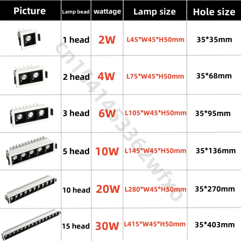 Dimmable LED downlight Spotlights 2w4w6w10W20W30W Grille lights COB ceiling lights Living room kitchen interior lighting bulbs