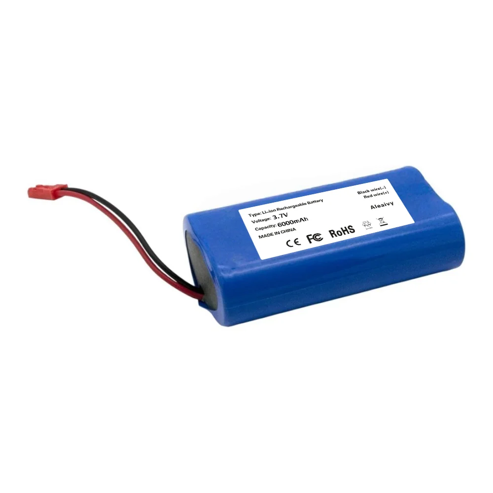 Batterie Li-ion rechargeable 6000 mAh 3,7 V avec prise rouge 2P JST, piles DIY 18650 batterie 1S2P.
