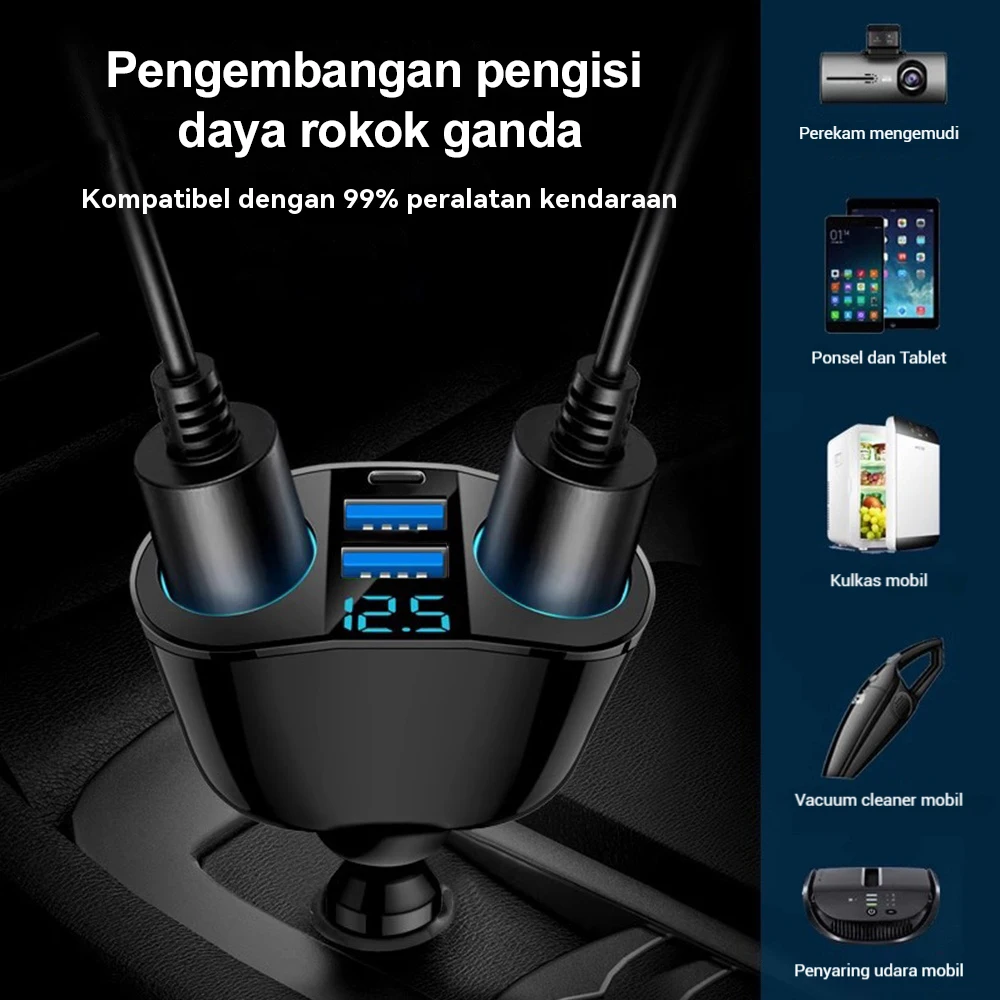 Auto-Zigarettenanzünder-Steckdosenverteiler 12V-24V Steckdosenverteiler Netzteil PD QC3.0 Schnellladung Dual-USB mit Spannungsanzeige – Detail 6