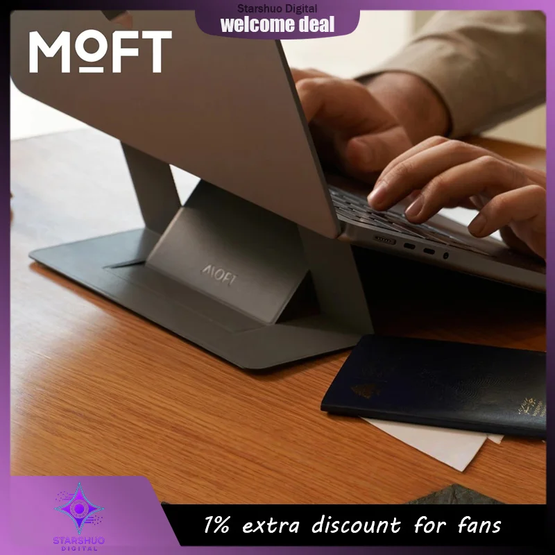 

MOFT Laptop Stand Compatible with MacBook Pro Invisible Portable Adhesive-Mounted Desktop Elevated Cooling Stand
