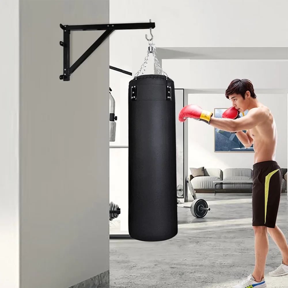 Heavy-Duty Steel Punching Bag Hanging Stand Mount Boxing Sandbag Display Rack with Wall Bracket for Gym