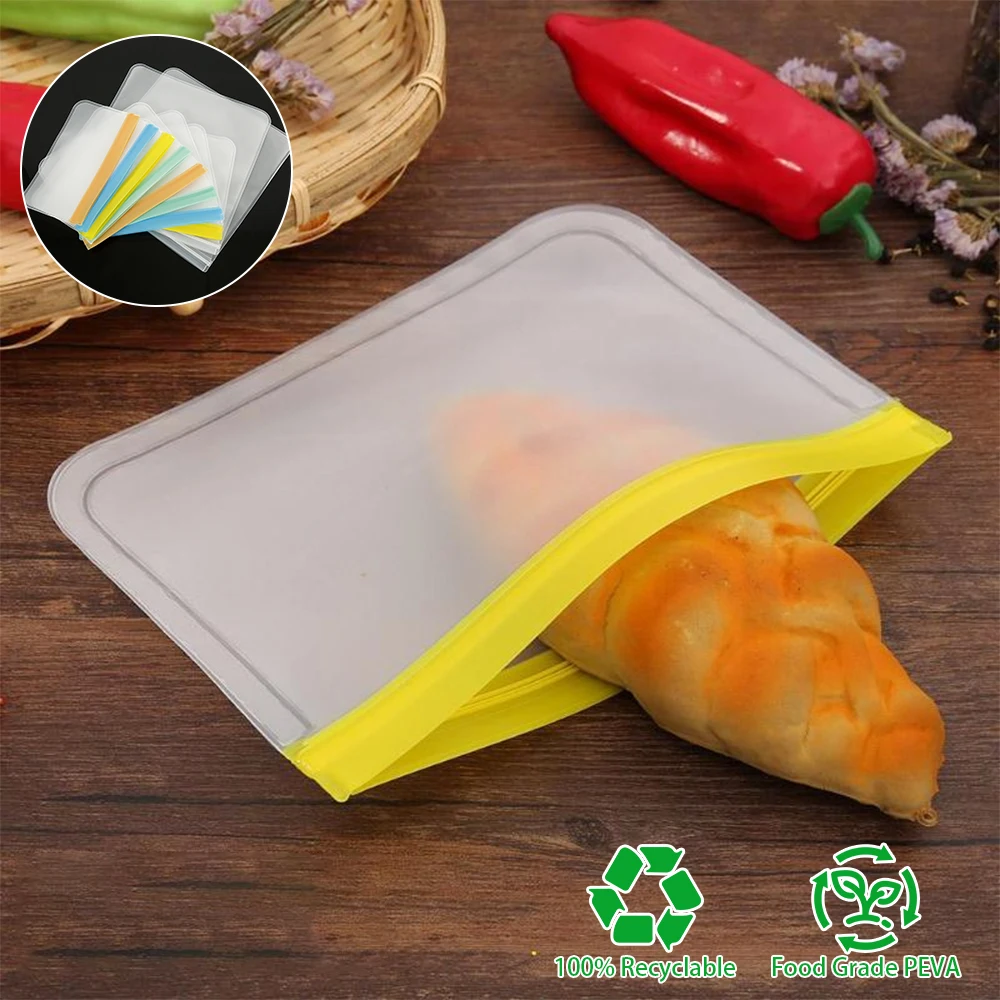 10PCS /Set Silicone Food Storage Bag Leakproof Reusable Stand Up Zip Shut Bag Cup Fresh Bag Food Storage Bag Fresh Wrap