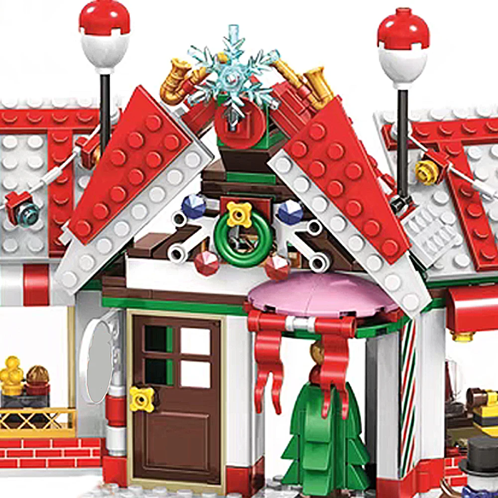 Especialista criativo Casa Vermelha Santa moc Bloco de Construção modelo Halloween ação de graças brinquedo presentes Natal Ano Novo 11093 492pcs