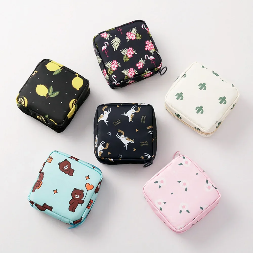 Cute Large Capacity Sanitary Napkin Storage Bags Girls Cartoon Physiological Period Tampon Organiser Bag