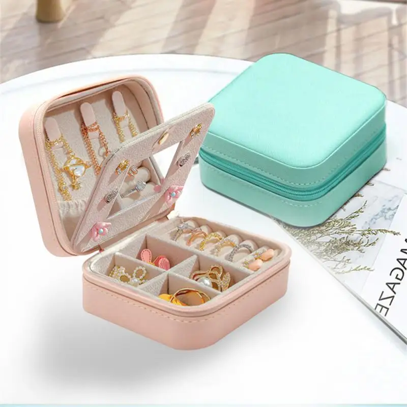 Jewelry Boxes For Women Earrings Ring Organizer Travel Jewelry Case Boxes Ring Leather Necklace Ring Jewelry Display Case