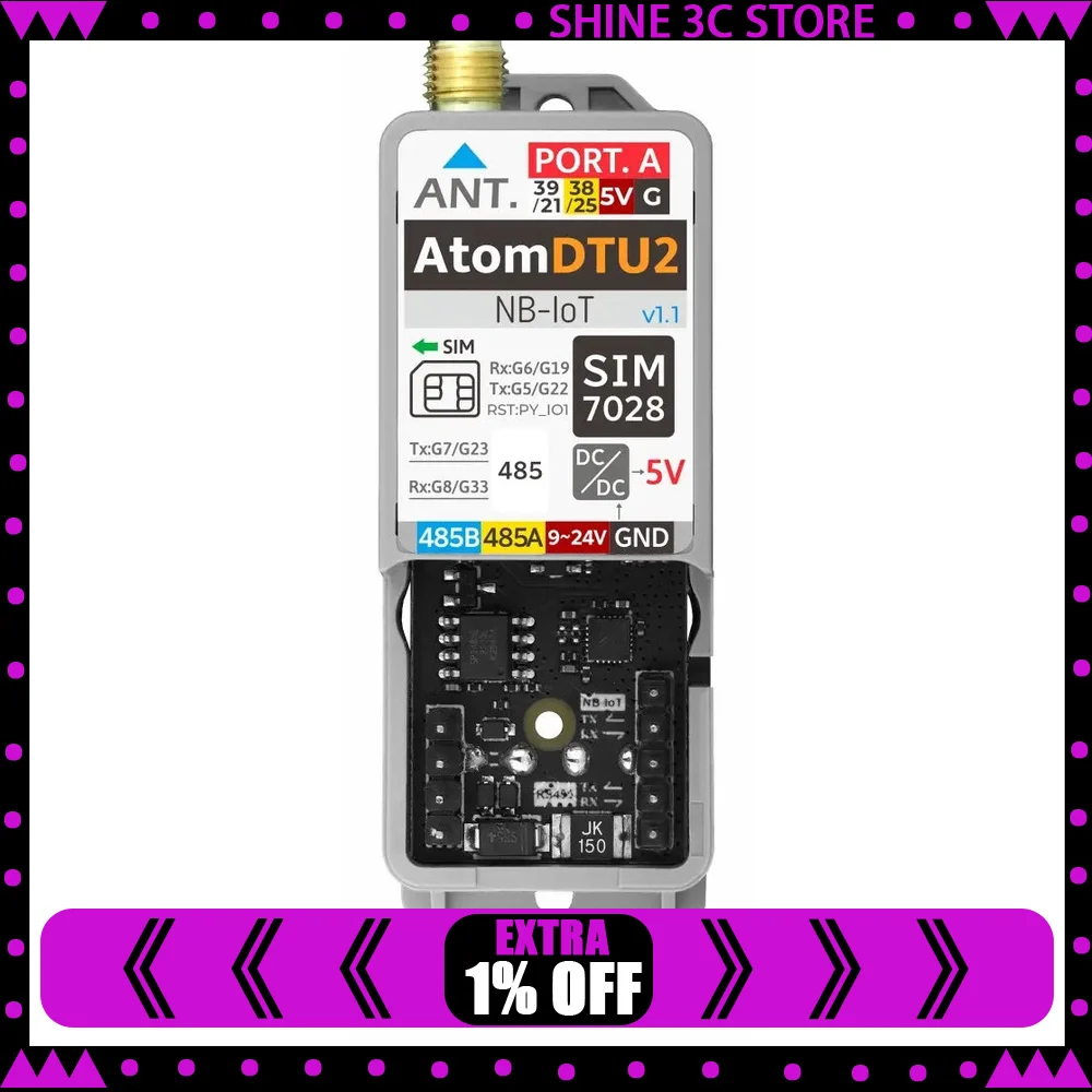 M5Stack ATOMIC DTU NB-IoT2 Global V1.1 SIM7028 Cat-NB Wireless Data Transmission Module