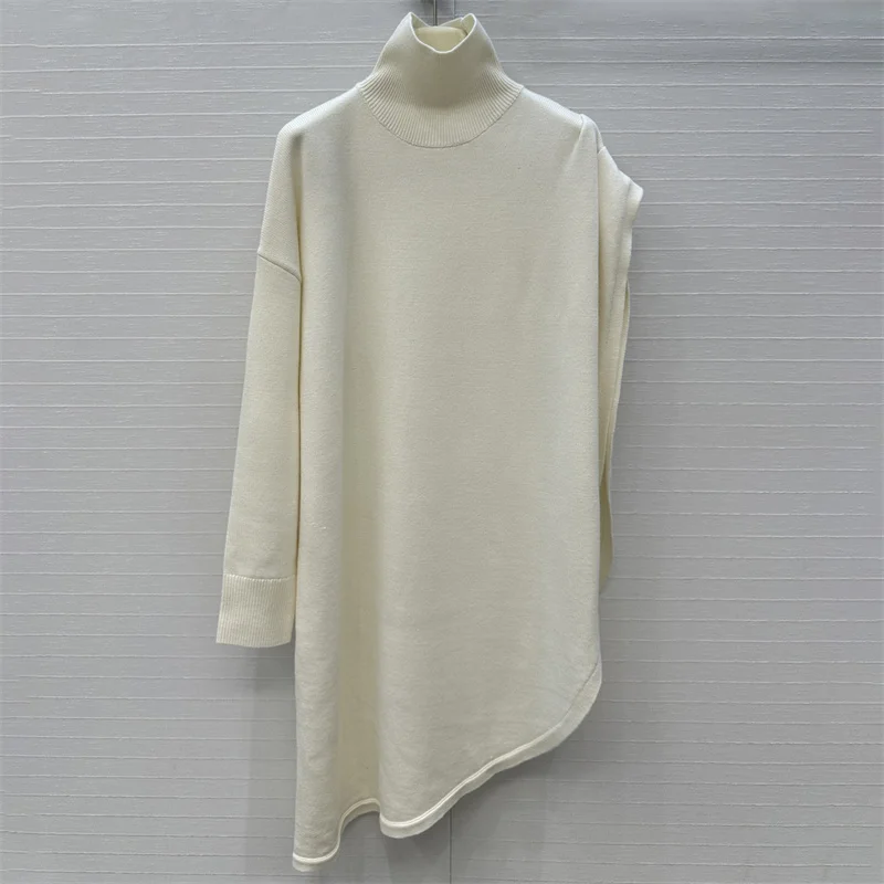 Damestrui Nieuwe elastische gebreide slim-fit top met lange mouwen voor de herfst van 2022, trui met hoge hals, wolmix, coltrui voor dames