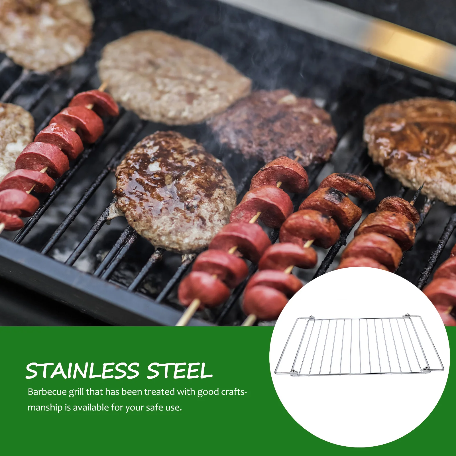 1pc Stainless Steel Electric Oven Grill Mesh Barbecue Wire Rack BBQ Grill Rack Barbecue Accessory Barbecue Grill Roasting Tray