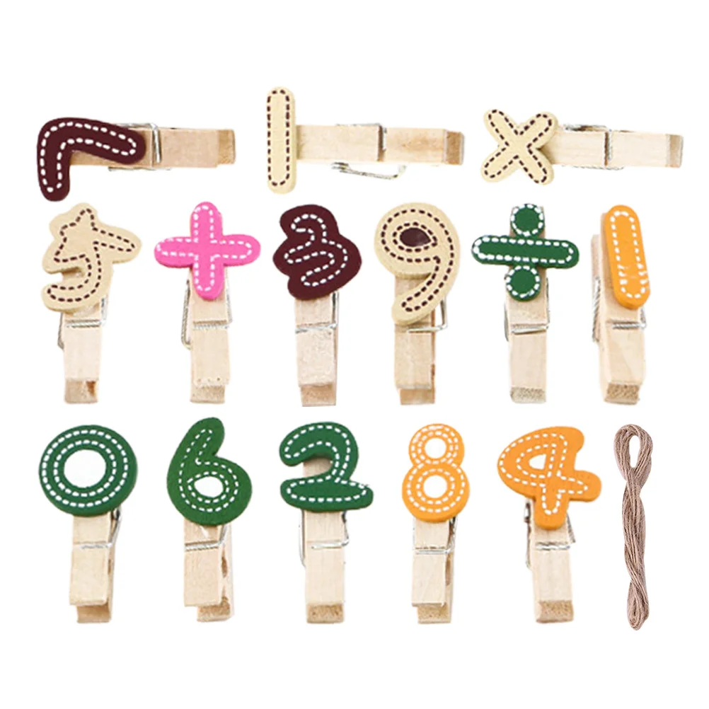 

1Set Numbered Clips Wooden Cartoon Photo Clips Multi Purpose Decorative Photo Clamps for Home Office Craft Party