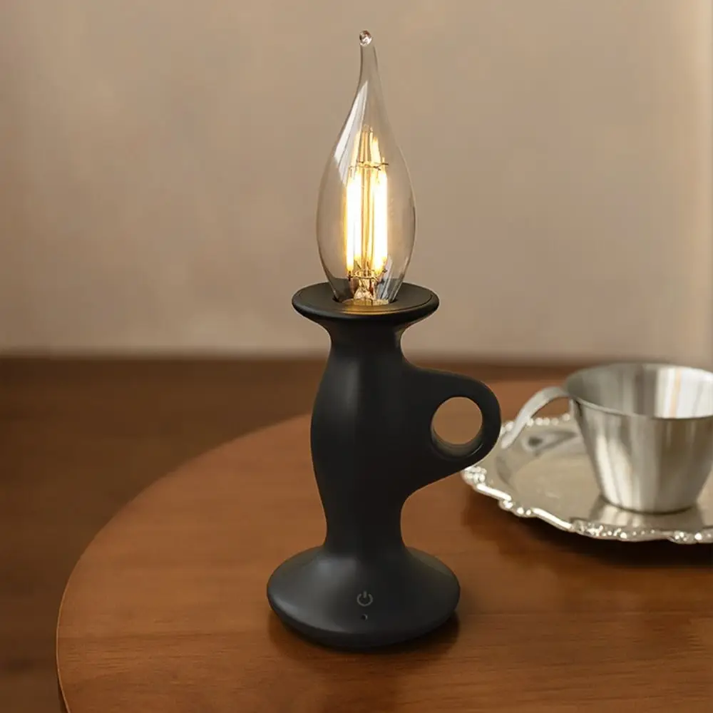 Lampu Bentuk Lilin Dapat Diredupkan Lampu Lembut Romantis Lampu Suasana LED Kontrol Sentuh Lampu Malam Portabel Kreatif