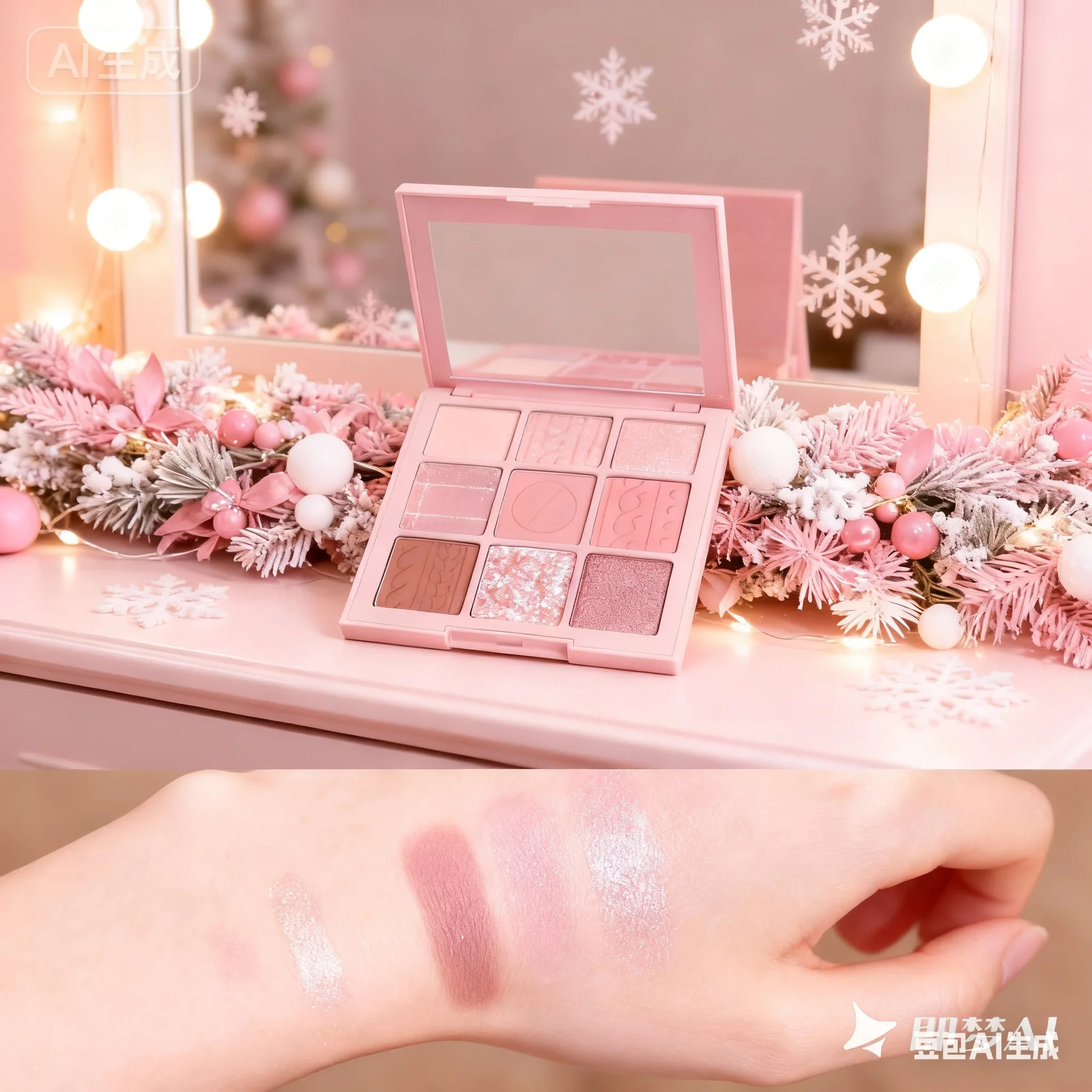 MUGELEEN 9色アイシャドウパレット、爆発的な輝きパール、ピンクシリーズ、デイリーやパーティーのルックに必須、高発色