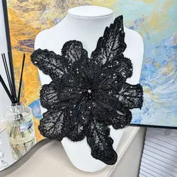 Polyester fibre Chest Flower Embroidery Women's Clothing Dress Decoration Multi-layer Sequin Children's Clothing