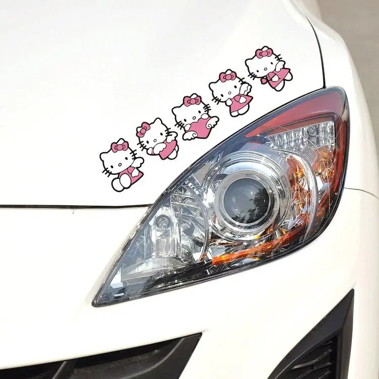 Sanrio anime olá kitty adesivo de carro kawaii kitty cat decalques de janela automática adesivos de para-brisa traseiro decoração de carro adesivo decalque de laptop