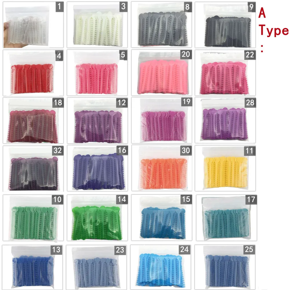 1040Pcs/40Sticks Dental Orthodontic Ligature Ties Elastic Rubber Bands Ring For Teeth Braces Brackets Dentist Treatment Ligating