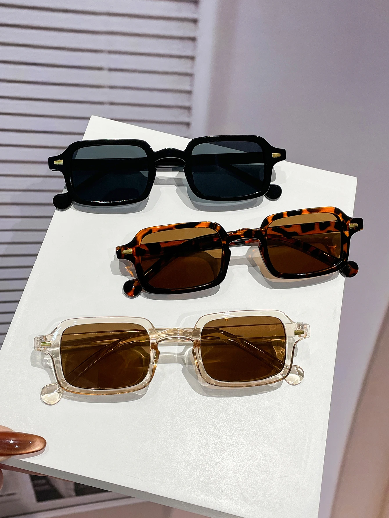 3 Stück Unisex-Retro-Rechteckrahmen, modische Brille für den täglichen Gebrauch und Straßenfotografie, optik im europäischen Stil