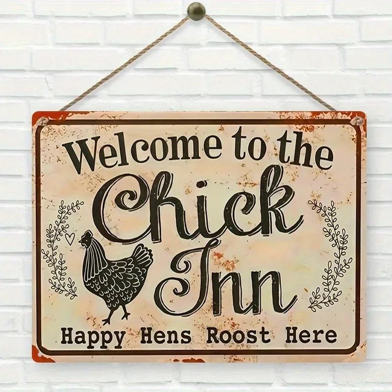 Welcome to the Chick Inn Funny Chicken Coop Metal Tin Signs Farm/Backyard Decor Metal Sign