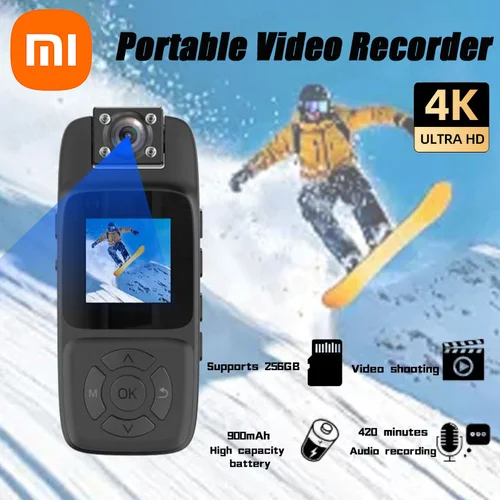 Imagen 1 del producto Xiaomi-Mini cámara WiFi 4K HD, grabadora de vídeo Digital portátil, Clip trasero, cámara corporal de policía, videocámara deportiva de visión nocturna en miniatura