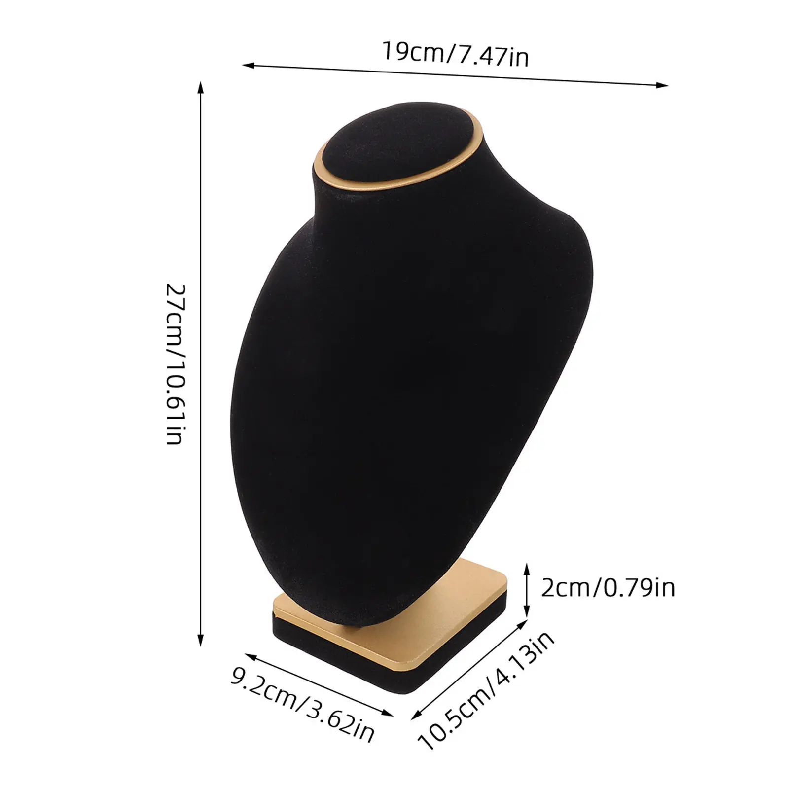 Necklace Display Bust Mannequin Black Covered Choker Stand Jewelry Retail Store Stable Upright Necklace Holder Rack Vendor