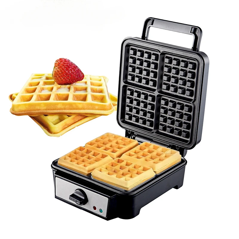 Electric 110v/220v Non-Stick Home Waffle Maker Portable 4 in 1 Waffle Sandwich Belgian Snack Machine Square Honeycomb Press