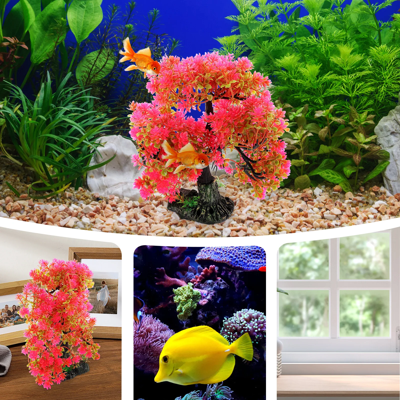

Simulated Water Grass Rockery Fish Tank Aquarium Bonsai Tree Decoration Trees Simulation Accessory Plastic Plant