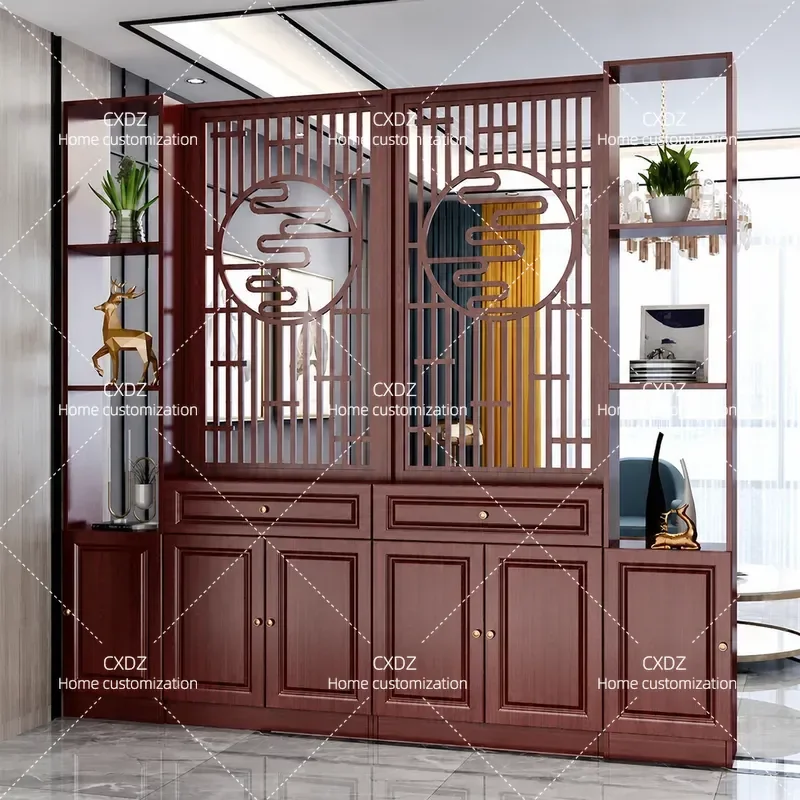 New Chinese Style Screen Partition Living Room Entrance Divider Double Sided Shoe Cabinet Rack Blocking Doorway Storage Shelf
