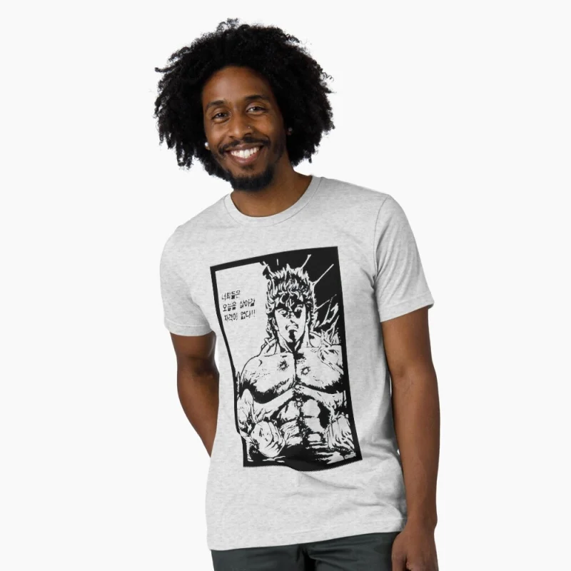

Korean Style Hokuto No Ken Kenshiro graphic tee Manga Fist of the North Star Anime T shirt All size Tops 100% cotton Y2K Clothes