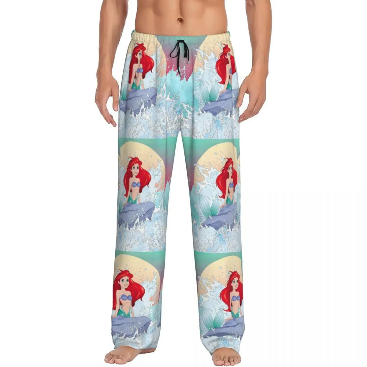

Custom The Little Mermaid Pajama Pants Men Little Mermaid Sleepwear Lounge Sleep Bottoms Stretch with Pockets