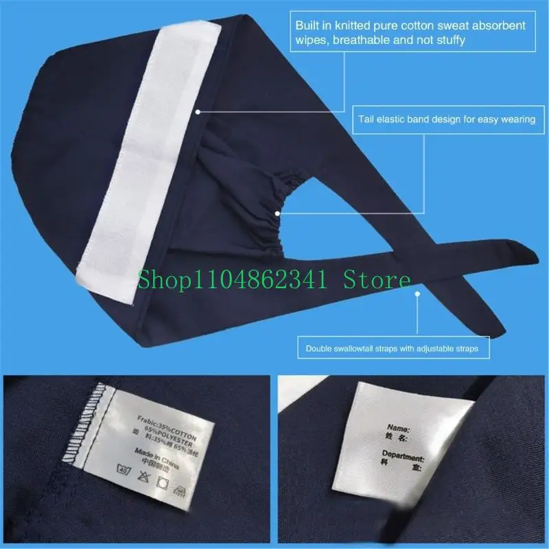 652F Unisex Adjustable Nurse Scrub Hat for Medicals Professional Breathable Cotton Surgical Hat for Doctor Hospital Care