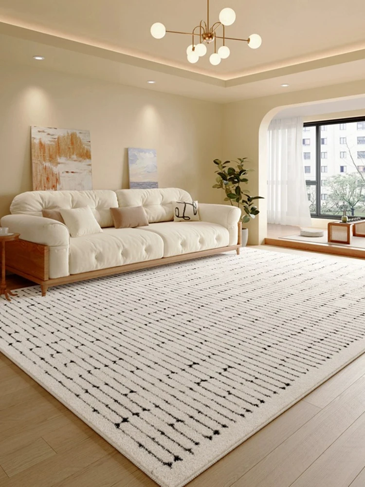 Simple Plain Color Rug Non-Slip Cream Style Soft Plush Thick Carpet for Modern Living Room Bedroom Office Decor Minimalism Mat