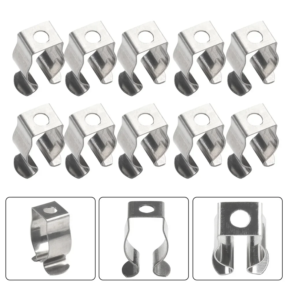 10pcs Spring Loop Clamp Open Spring Clamp Silver Stainless Steel Narrow Base Tool 6mm-35mm Heavy Duty Tool Storage Hangers