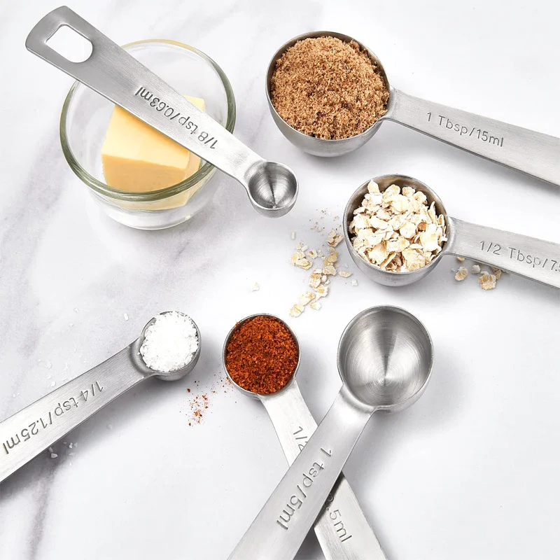 Ensemble de 6 cuillères à mesurer en acier inoxydable pour outils de cuisson, cuillères à mesurer pour balance de cuisson