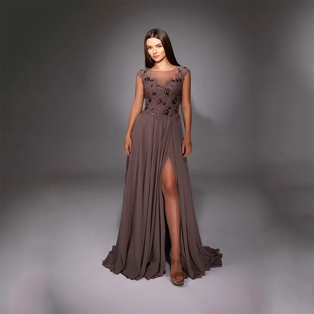 فساتين سهرة مخصصة بدون أكمام ورقبة قارب مناسبة رسمية أنيقة فساتين حفلات على شكل حرف a 2025 طول الأرض فساتين لحضور الحفلات الموسيقية #3