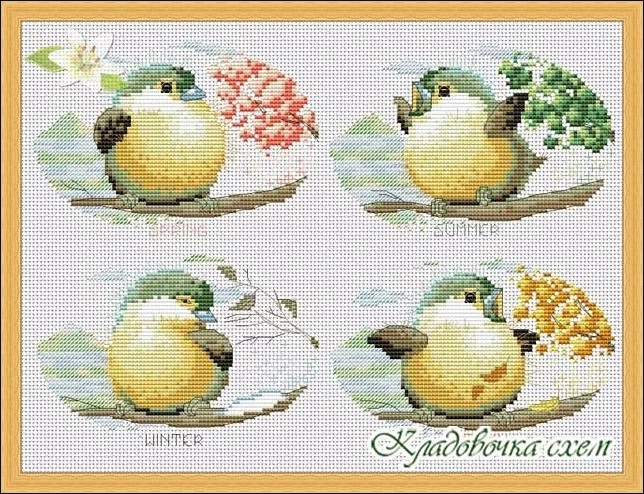 Four Little Fatty Birds  Home Decor Homfun Craft Cross Stich Set Counted DIY Cross Stitch Kits Fridge Refridgerator Magnets