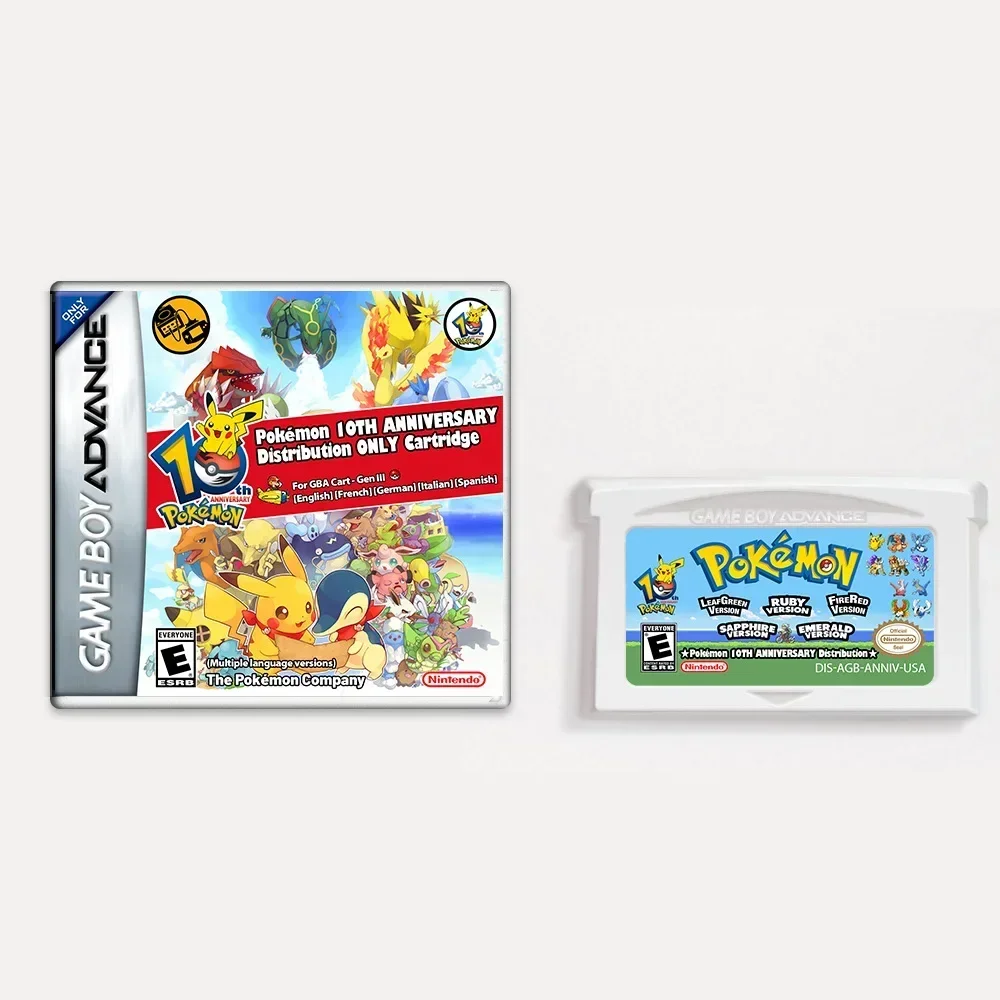 بطاقات ألعاب GBA Pokémon إصدار الذكرى العاشرة كاسيت توزيع Pokémon Pokémon