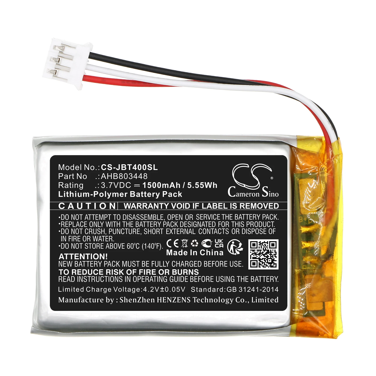 Cs Replacement Battery For Jbl Tuner 3 PN:AHB803448 1500Mah / 5.55Wh