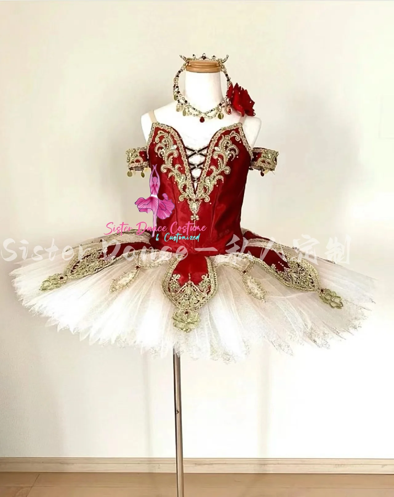 

2024 New Don Quixote, Esmirada variations tutu professional private custom women's children's stage competition red costume