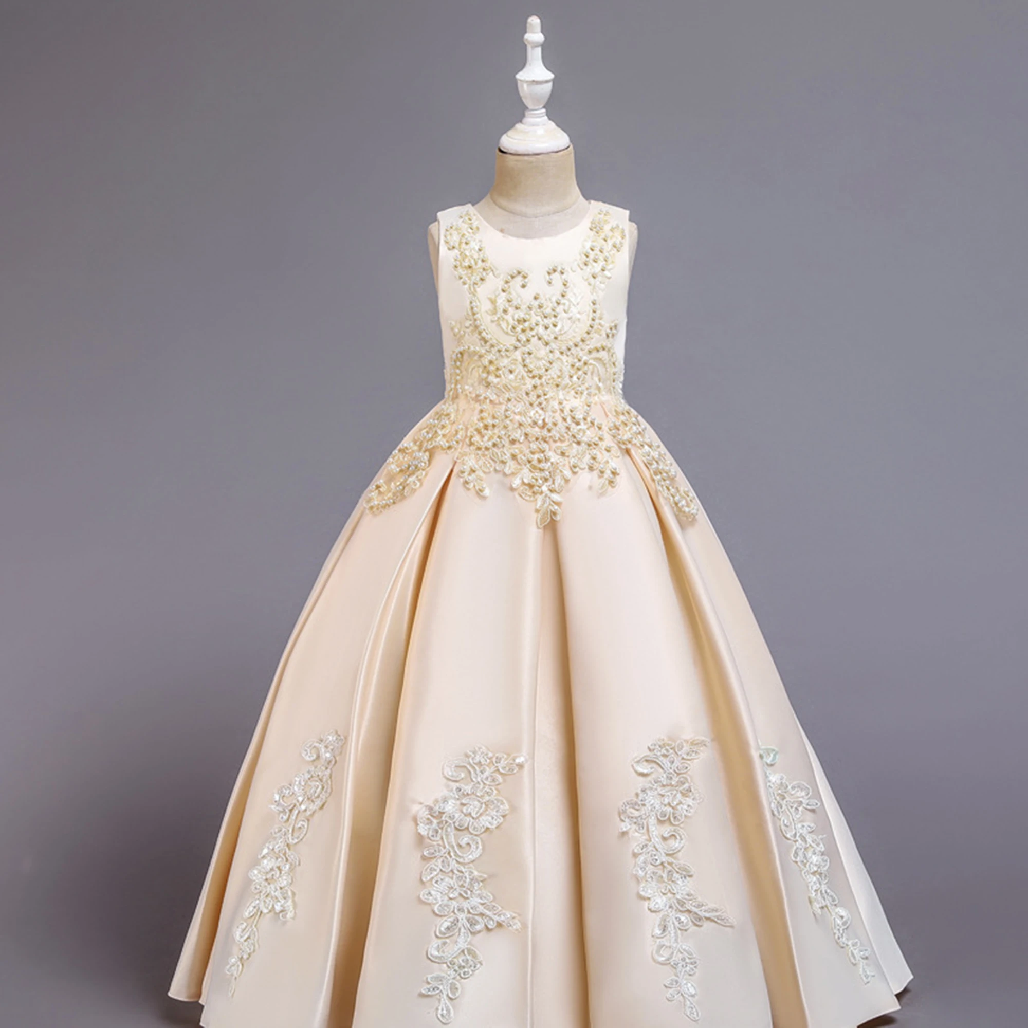 Girls' Satin & Lace Formal Dress Style  Africa Clothing Party/Event Wear