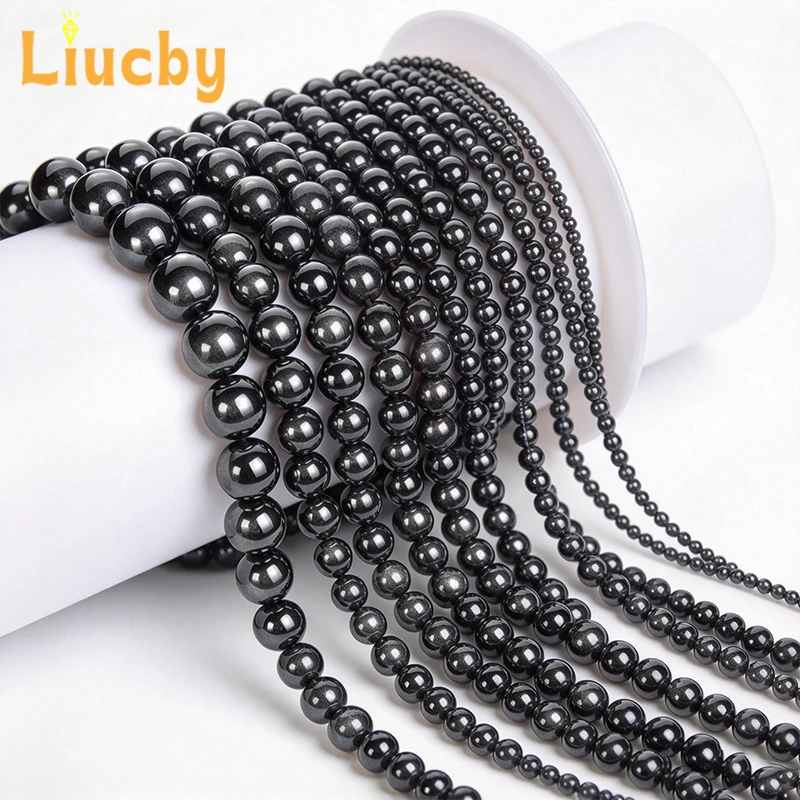 Großhandel Natürliche Runde Lose Hämatit-Perlen für DIY Schmuckherstellung Armbänder Halsketten Verschiedene Größen 1 mm bis 14 mm 15 Zoll Stränge – Detail 3