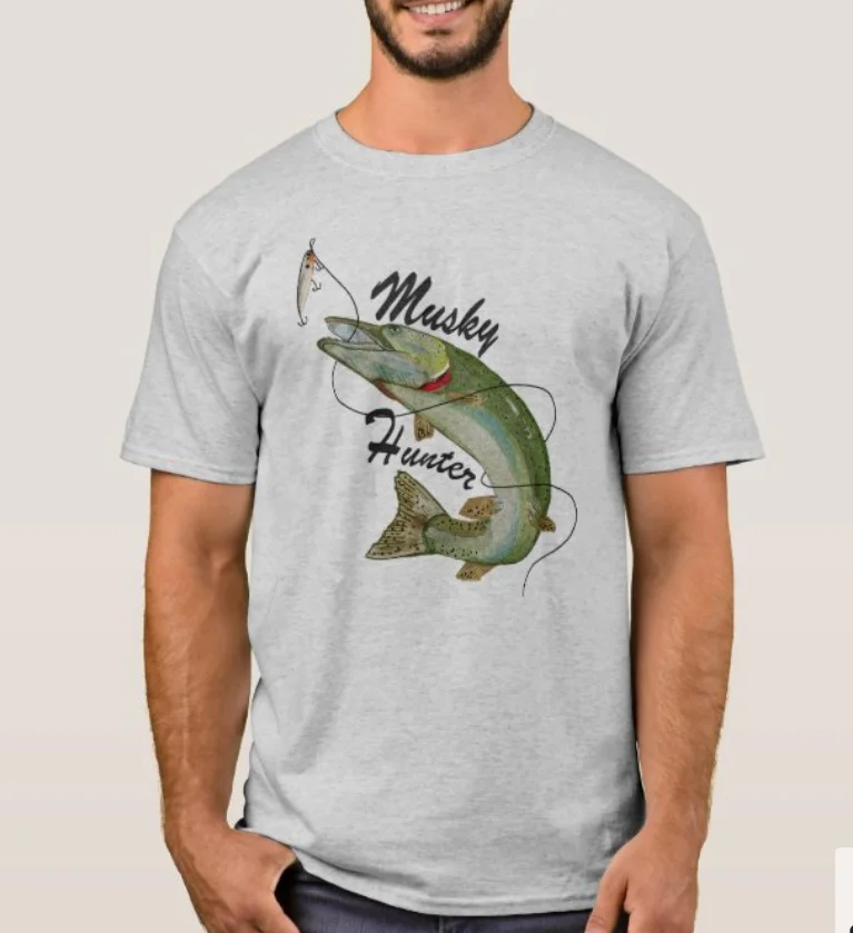 Musky Hunter Fishing Fisherman Angler Gift T-Shirt. Summer Cotton Short Sleeve O-Neck Mens T Shirt New S-3XL