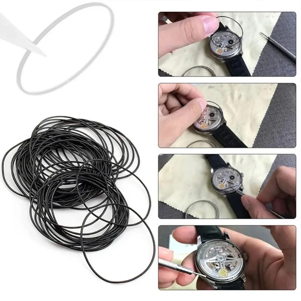 200Pcs/Set Repair Tools Rubber O-Ring Thickness 0.5mm/0.6mm Waterproof Watch Back Case Rubber Boxed for Watchmaker O-Ring Gasket