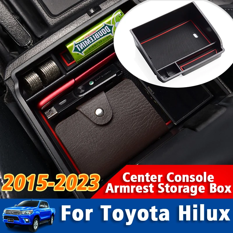 

For Toyota Hilux SR5 REVO AN120 AN130 120 130 2015-2023 Center Console Container Armrest Storage Box Organizer Tray 2021 2020