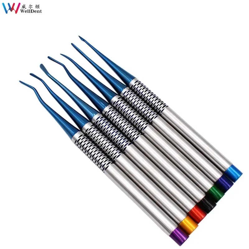 7PCS/SET Dentistry Tooth Extracting Tools Titanium Alloy Implant Instrument Dental Elevator Set Extraction Root